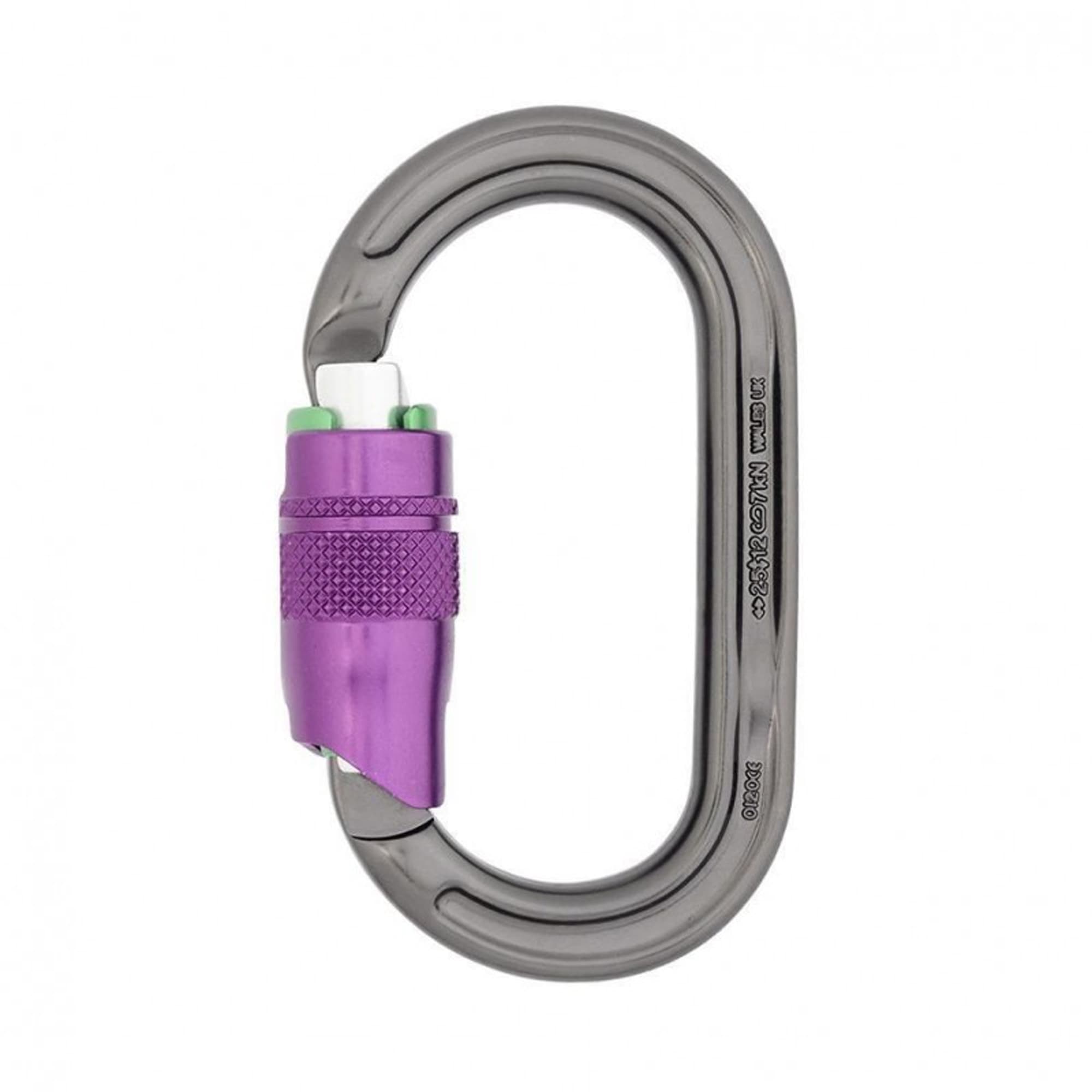 DMM WALES™ ULTRA O DUROLOCK™ CARABINER A324, 25 KN - TITANIUM & PURPLE